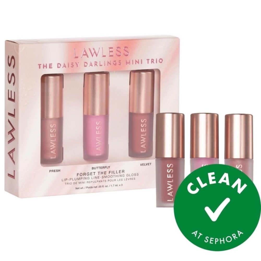 LAWLESS Mini Trio Lip Gloss Set - Fresh, Butterfly, Velvet